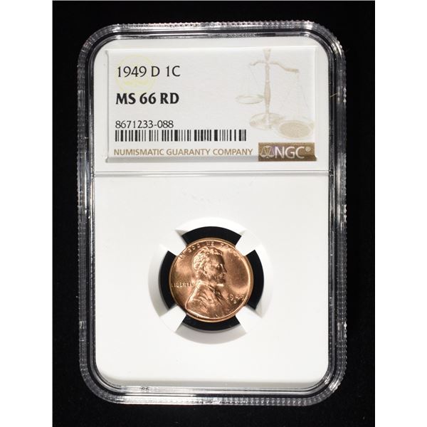 1949-D LINCOLN CENT NGC MS-66 RD