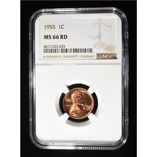 1955 LINCOLN CENT NGC MS-66 RD