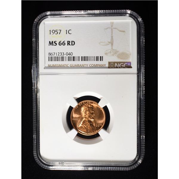 1957 LINCOLN CENT NGC MS-66 RD
