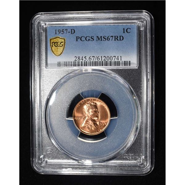 1957-D LINCOLN CENT PCGS MS-67 RD