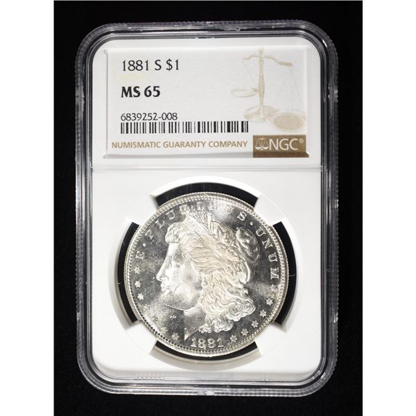 1881-S MORGAN DOLLAR NGC MS 65