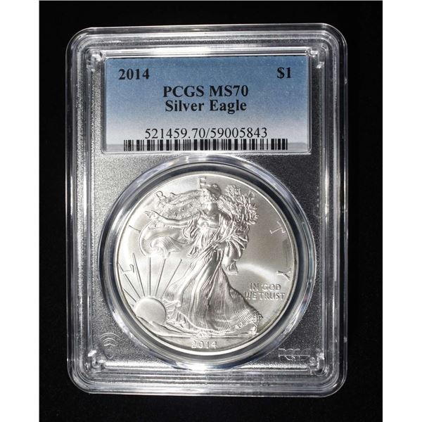 2014 AMERICAN SILVER EAGLE PCGS MS70