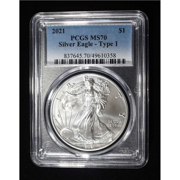 2021 TYPE 1 AMERICAN SILVER EAGLE PCGS MS70