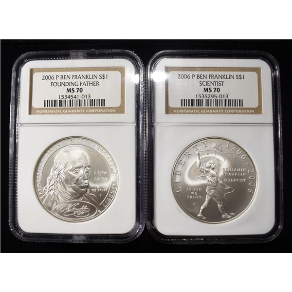 (2) 2006-P BEN FRANKLIN DOLLAR COMMEM NGC MS70