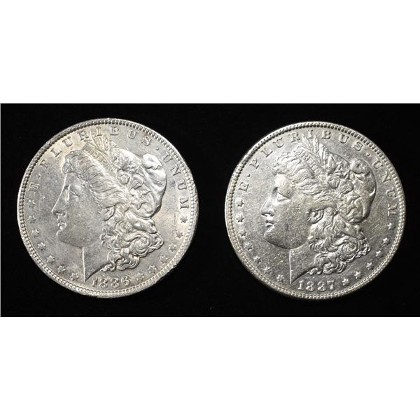 1886, 87 MORGAN DOLLARS XF/AU