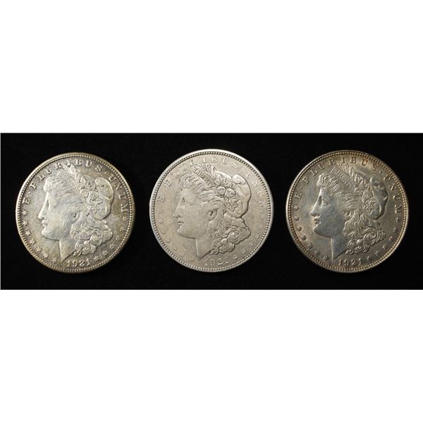 1921 P,D,S MORGAN DOLLARS