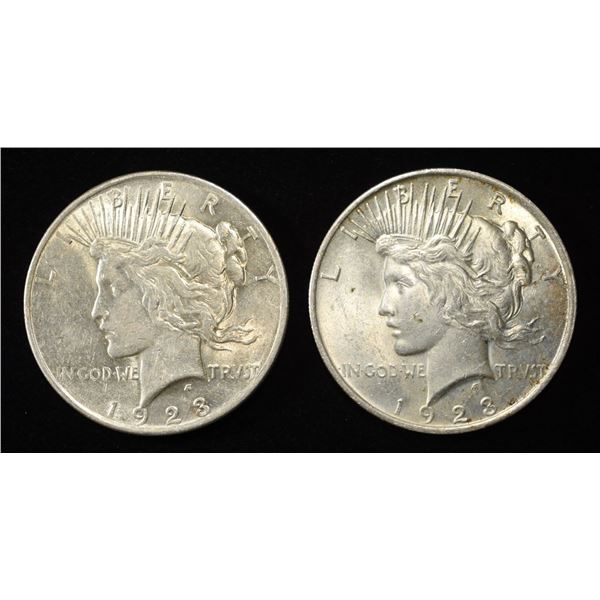 (2) 1923 PEACE DOLLARS