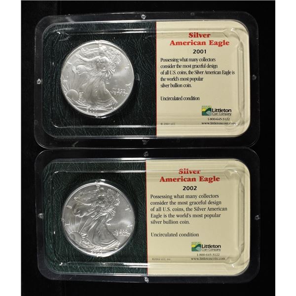 2001, 02 AMERICAN SILVER EAGLES