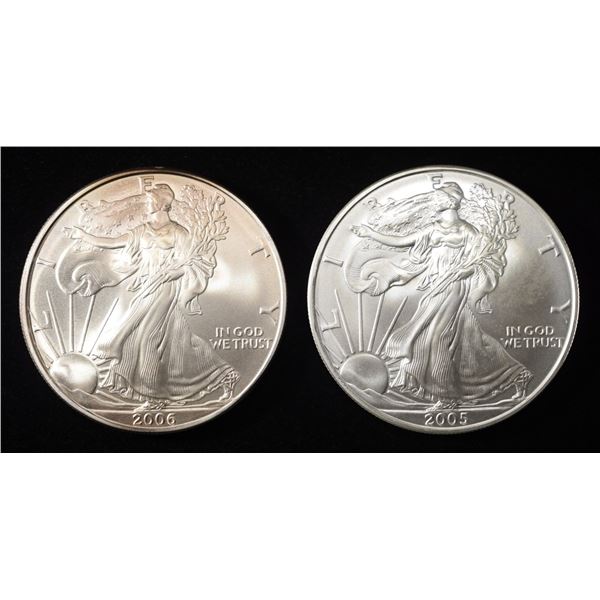 2005, 06 AMERICAN SILVER EAGLES