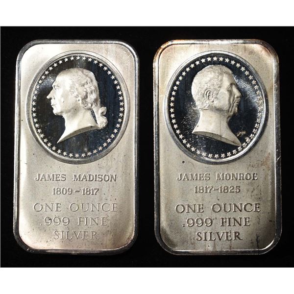 (2) 1 OZ .999 SILVER PRESIDENTIAL BARS