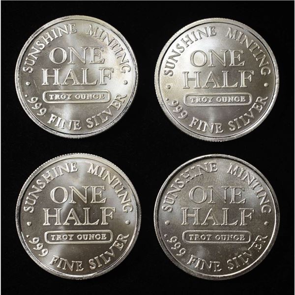 (4) 1/2 OZ SUNSHINE MINTING .999 SILVER ROUNDS