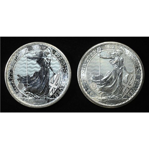 (2) 1 OZ BRITANNIA (KING) .999 SILVER BARS