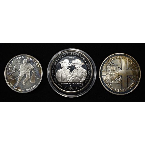 3 FOREIGN STERLING SILVER COINS