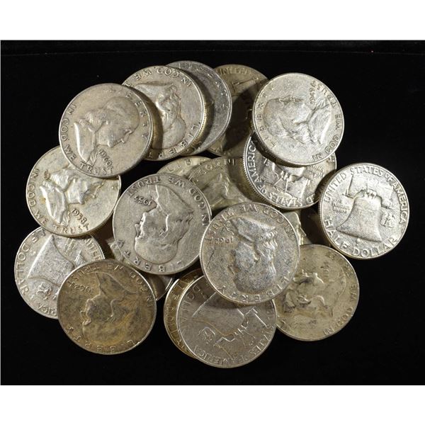 (20) 90% SILVER FRANKLIN HALF DOLLARS