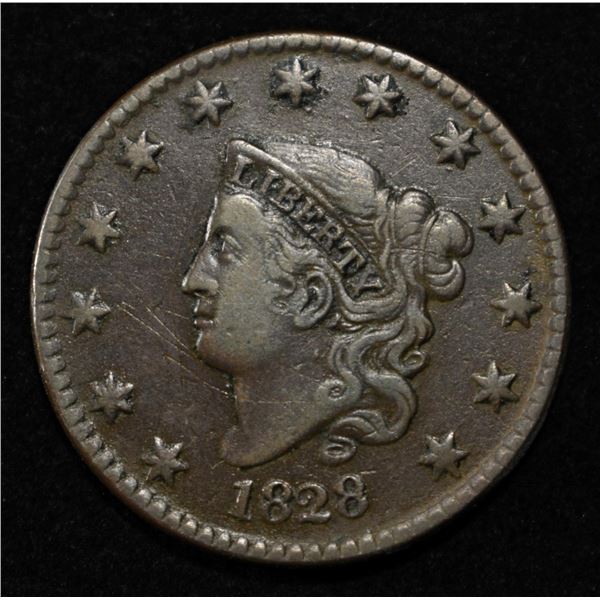 1828 LARGE CENT XF SCRATCH