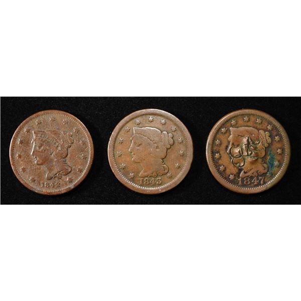 1843, 42, 47 BRAIDED HAIR LARGE CENTS