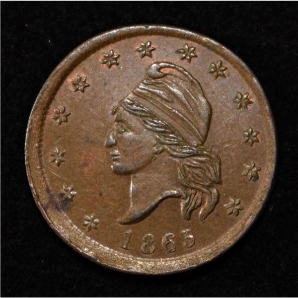 1863 CIVIL WAR TOKEN "NOT ONE CENT" BU RB