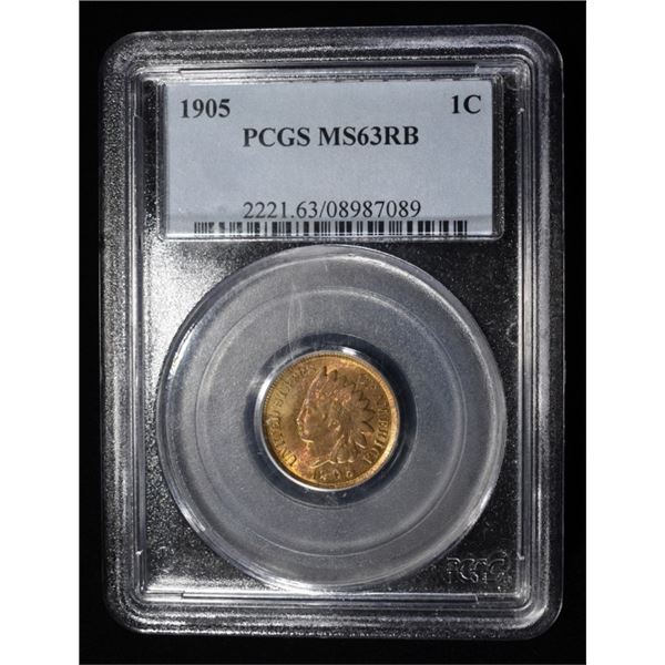 1905 INDIAN CENT PCGS MS-63 RB