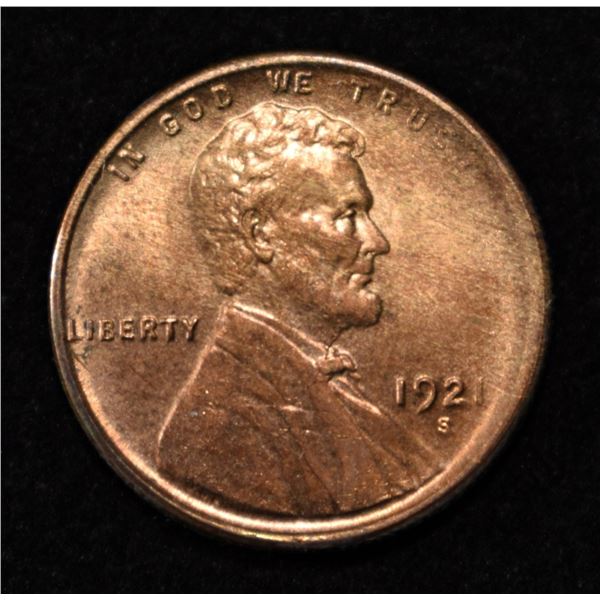 1921-S LINCOLN CENT GEM BU RB
