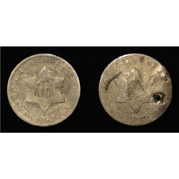 1852,53 THREE CENT SILVER PIECES