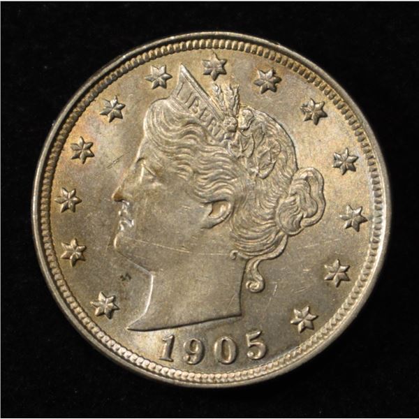 1905 LIBERTY "V" NICKEL W/CENTS AU/BU