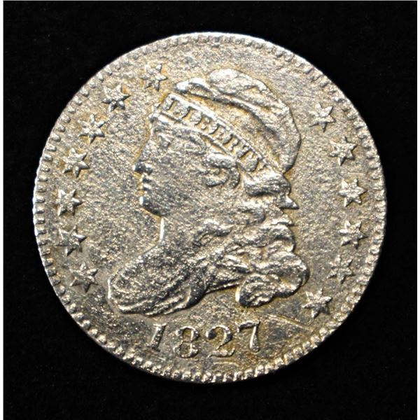 1827 CAPPED BUST DIME XF DETAILS CORRODED