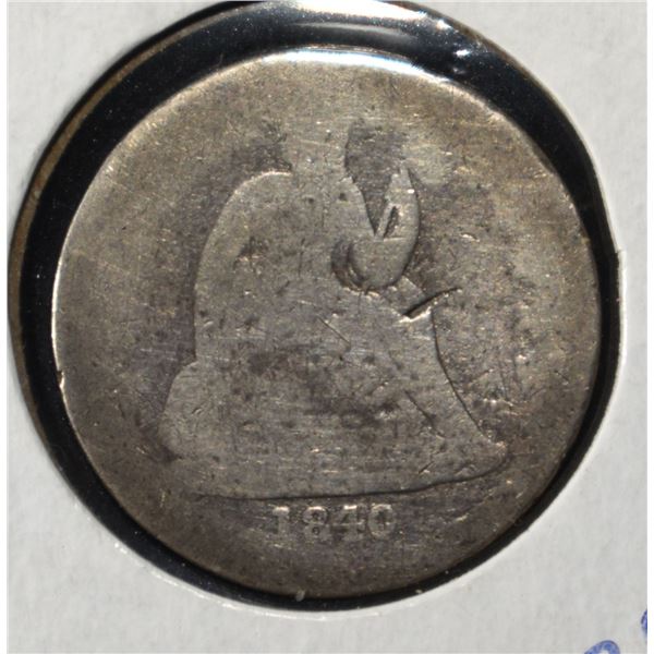 1840 LIBERTY SEATED DRAPERY DIME
