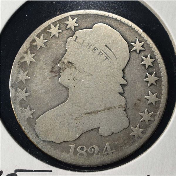 1824 CAPPED BUST HALF DOLLAR G/VG