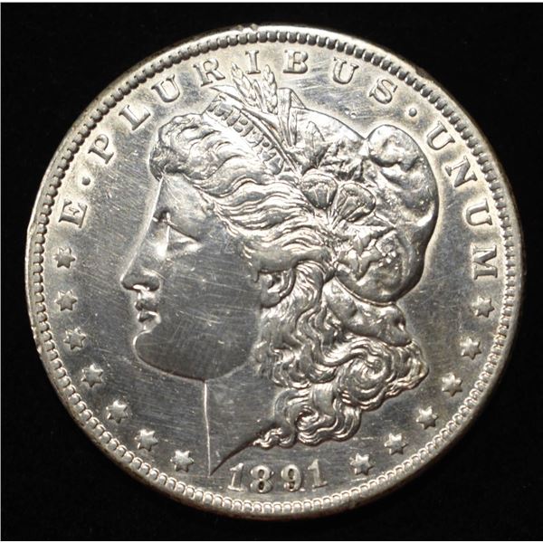 1891-CC MORGAN DOLLAR AU CLEANED