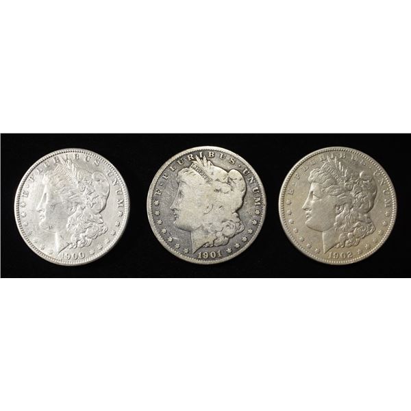 1900, 1901-S & 1902 MORGAN DOLLARS