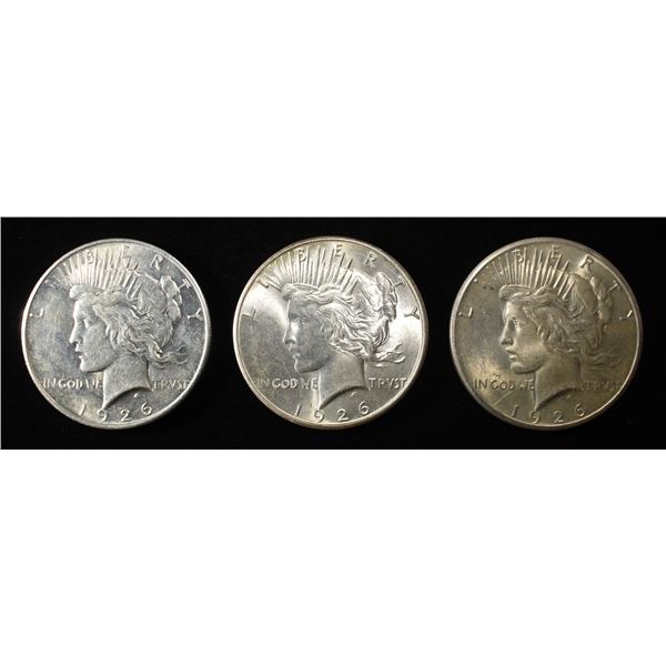 1926, 1926-S & 1926-D PEACE DOLLARS
