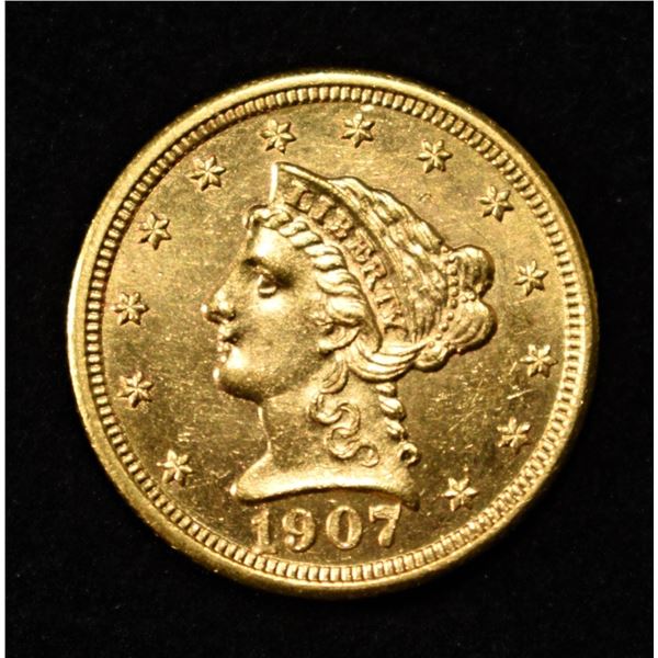 1907 $2.5 LIBERTY GOLD GEM BU