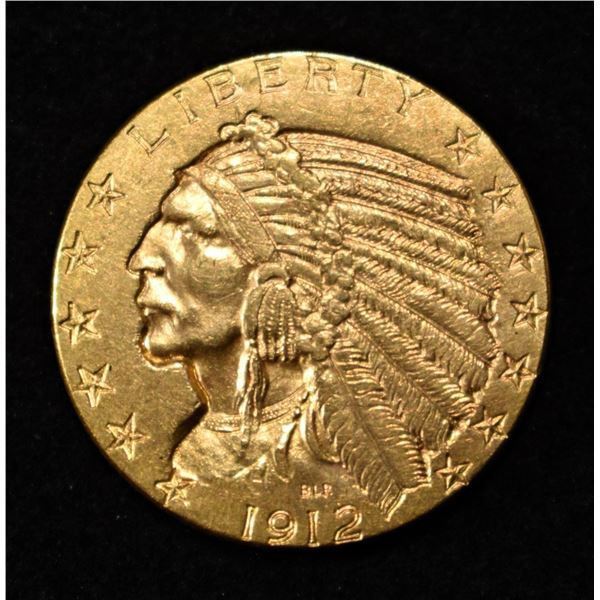 1912 $5 INDIAN GOLD VERY CH/GEM BU
