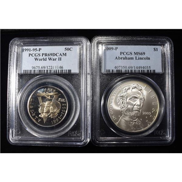 2009-P ABRAHAM LINCOLN PCGS MS69 & 1991-95-P WORLD