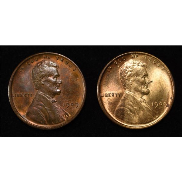1909 VDB & 1909 LINCOLN CENTS GEM BU