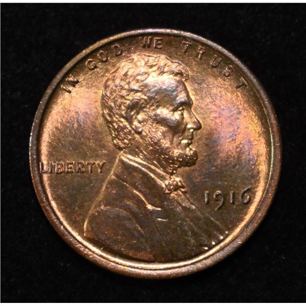 1916 LINCOLN CENT GEM BU RB NICE COLOR