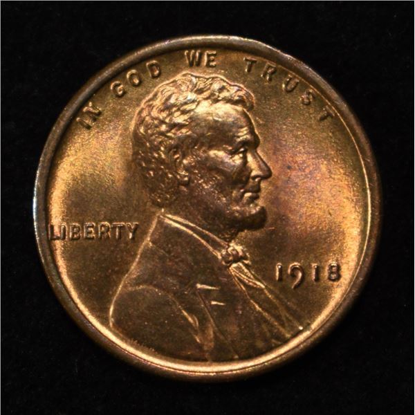 1918 LINCOLN CENT GEM BU RED