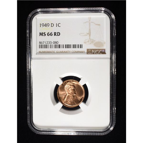 1949-D LINCOLN CENT NGC MS-66 RD
