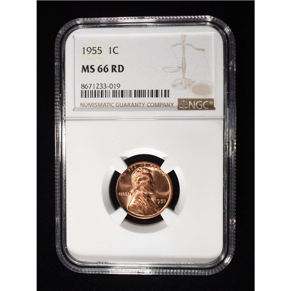 1955 LINCOLN CENT NGC MS-66 RD
