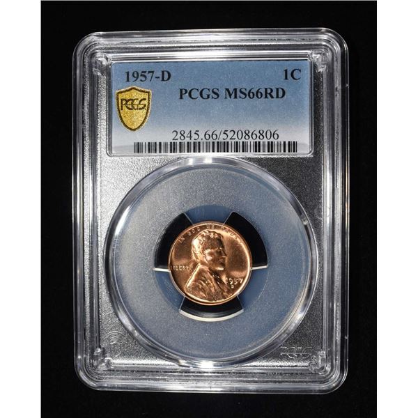 1957-D LINCOLN CENT PCGS MS-66 RD
