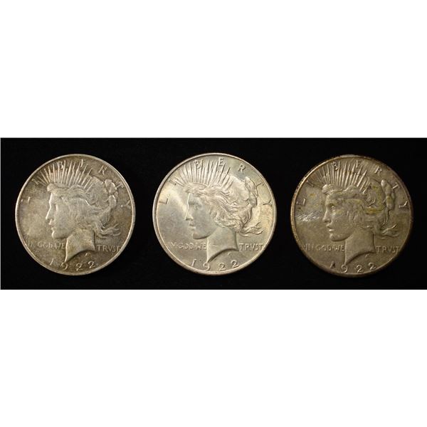 1922 P,D,S PEACE DOLLARS