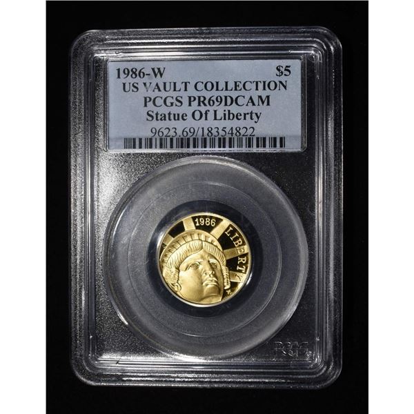 1986-W $5 GOLD LIBERTY PCGS PR69 DCAM