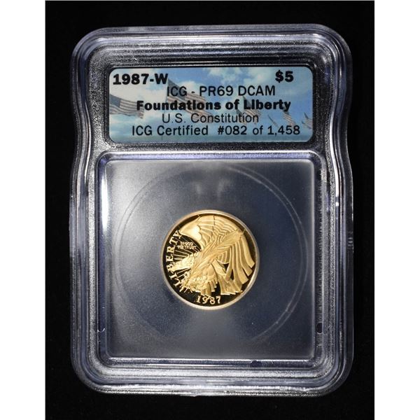 1987-W $5 GOLD US CONSTITUTION ICG PR-69 DCAM