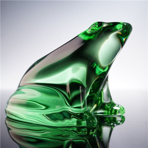 Baccarat Green Crystal Frog Figurine