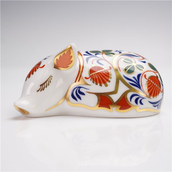 Royal Crown Derby Bone China Paperweight, Piglet