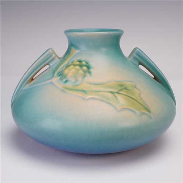 Roseville Pottery Squat Vase, Thorn Apple