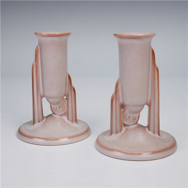 Pair of Roseville Pottery Moderne Art Deco Candle Holders
