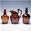 Image 1 : 3pc Glazed Stoneware Spirit Bottles with Rockingham Pitcher