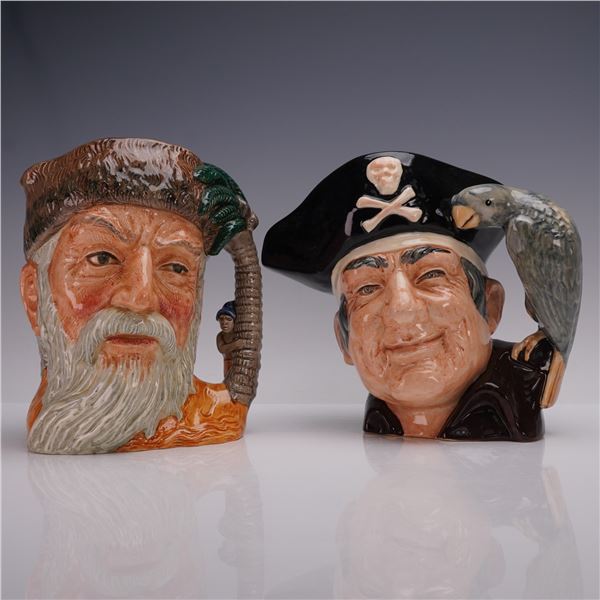 2pc Royal Doulton LG Character Jugs- Robinson Crusoe D6532 & D6335