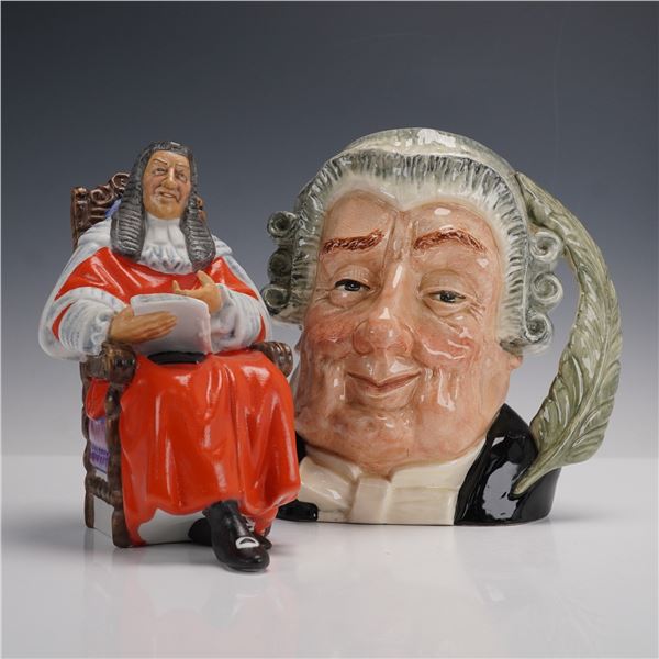 2pc Royal Doulton The Judge HN2443 Figurine + Lawyer Character Jug D6498